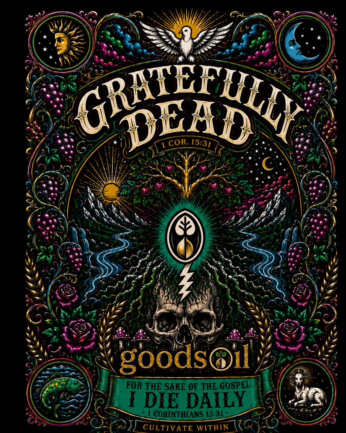 Goodsoil “Gratefully Dead” Premium Graphic Tee – Cultivate Within