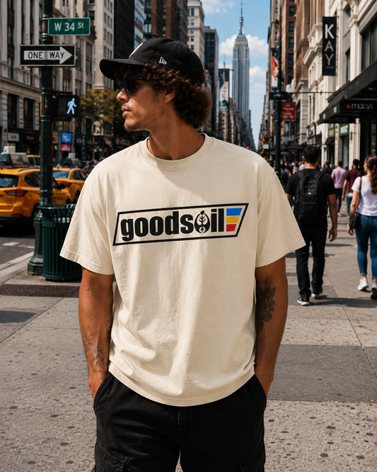 Goodsoil® Heritage Stripe Logo Tee – Premium Christian Streetwear | Cultivate Within