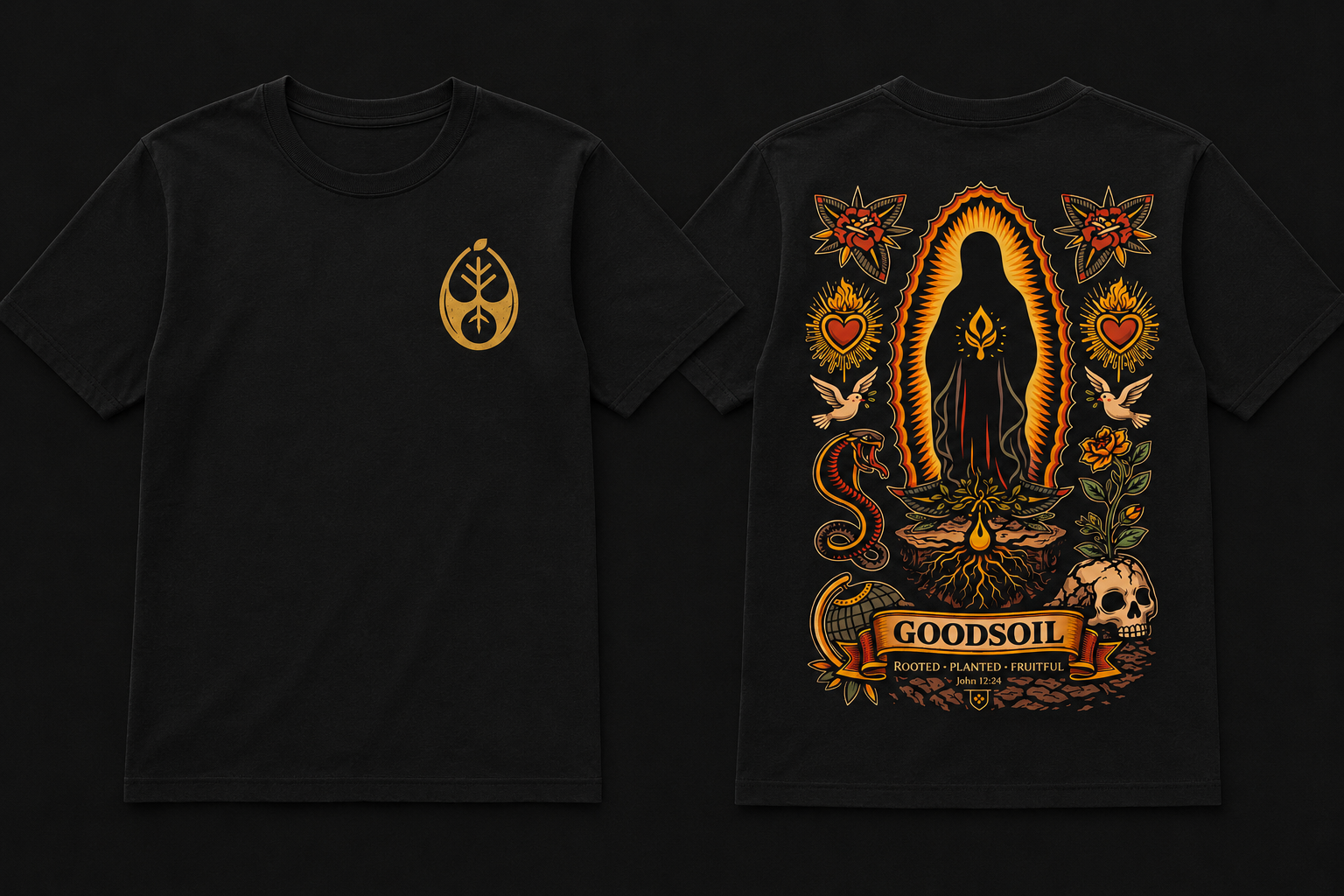 Goodsoil™ Rooted • Planted • Fruitful Tee – Black