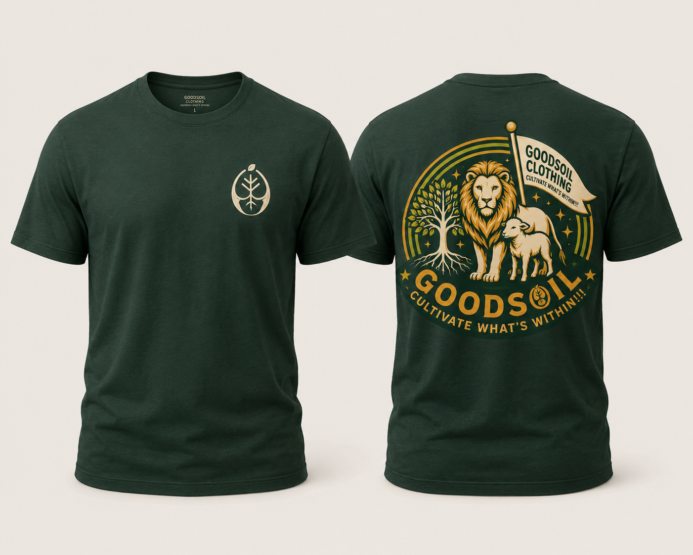 Goodsoil™ Lion & Lamb Tee – Forest Green