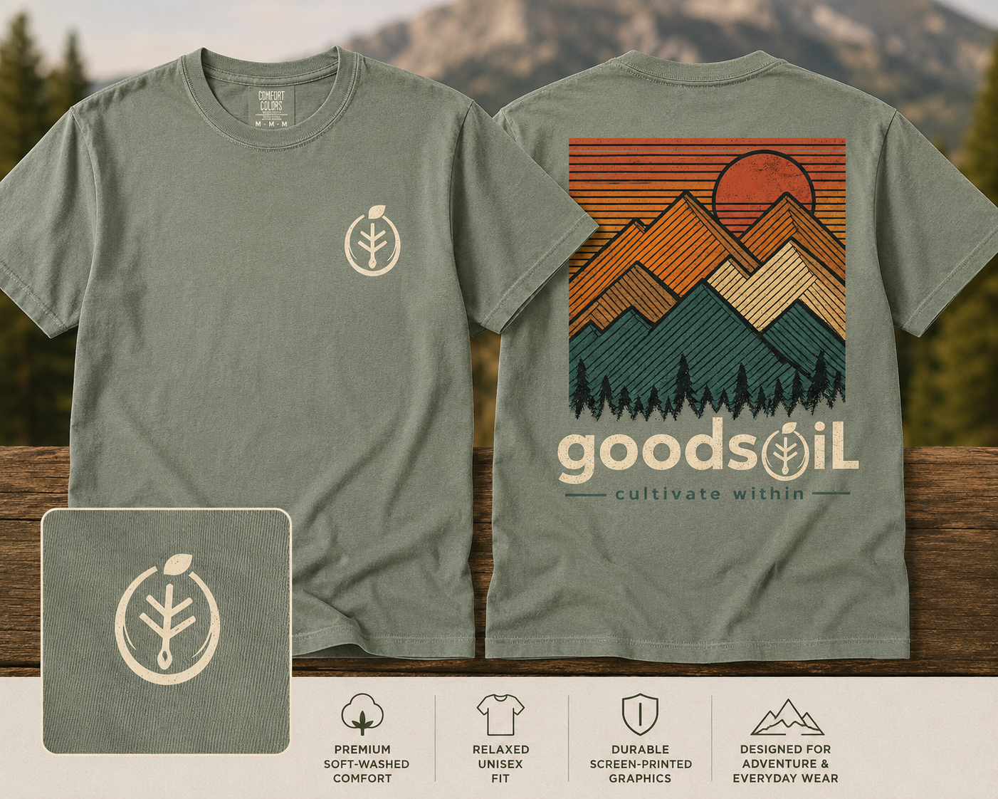 goodsoil™ Mountain Horizon Tee – Sage Green