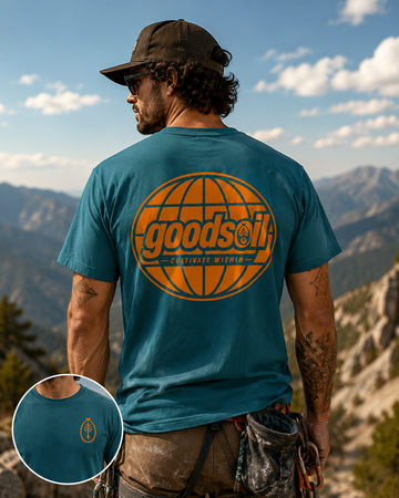 Goodsoil Globe Tee | Cultivate Within | Retro Orange Graphic | Christian Streetwear | Comfort Colors® T-Shirt