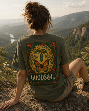 goodsoil® Metamorphosis Tee – Cultivate Within | Vintage Butterfly Transformation Shirt