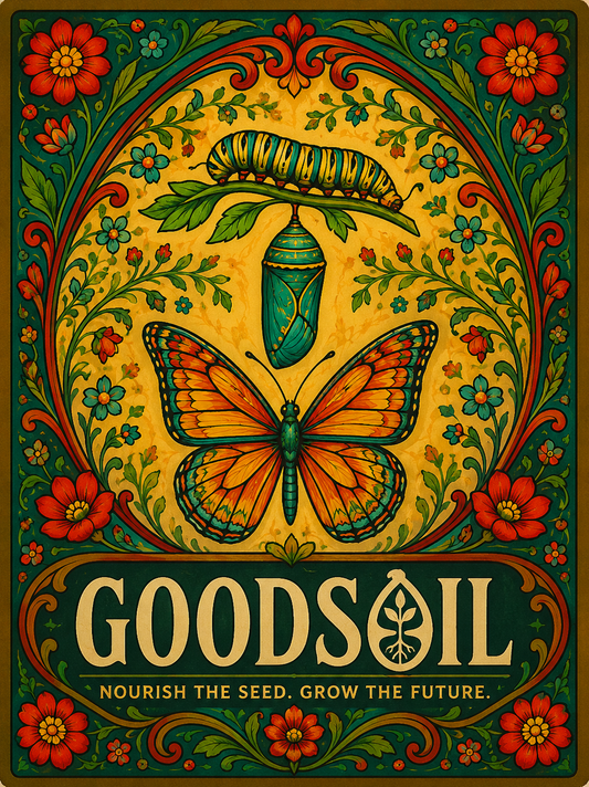 goodsoil® Metamorphosis Tee – Cultivate Within | Vintage Butterfly Transformation Shirt