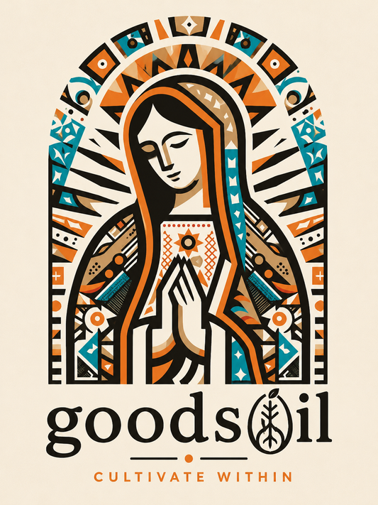 goodsoil® Theotokos Tee | Cultivate Within | Oatmeal Garment-Dyed Shirt