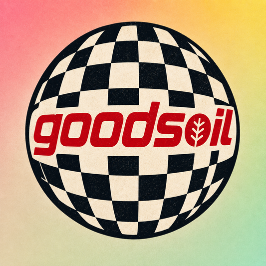 Goodsoil Globe Tee – Cultivate Within | Retro Checkerboard Earth Graphic | Christian Streetwear front Print