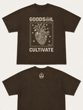goodsoil® Cultivate Within Tee – 70×7 Heart of Growth Graphic Shirt | Vintage Washed Brown