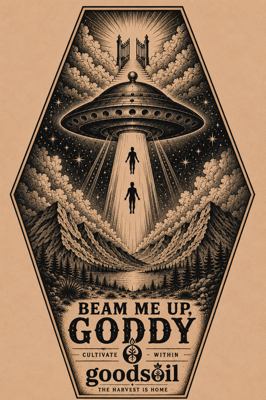 Goodsoil “The Harvest Is Home” UFO Heaven Graphic Tee | Christian Streetwear | Natural Sand T-Shirt