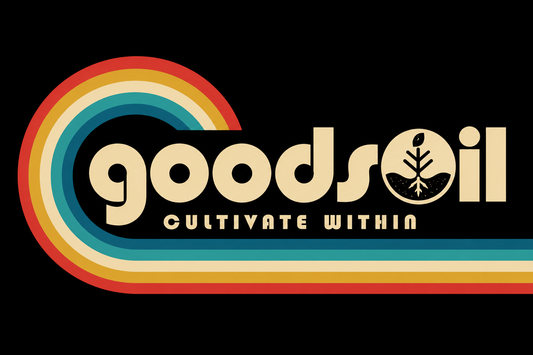 goodsoil™ Cultivate Within Retro Rainbow Tee | Garment-Dyed Navy Blue