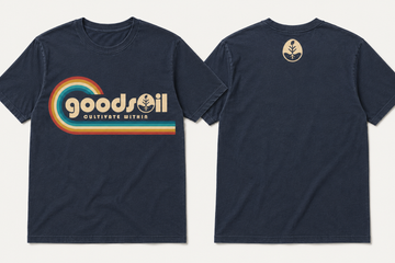 goodsoil™ Cultivate Within Retro Rainbow Tee | Garment-Dyed Navy Blue